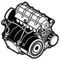 Engine Illustration, Black and White Royalty Free Stock Photo