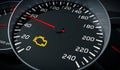 Engine malfunction warning light control in car dashboard. 3D rendered illustration