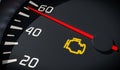 Engine malfunction warning light control in car dashboard. 3D rendered illustration. Royalty Free Stock Photo