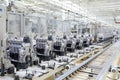 Automated production line with new engines in car factory Royalty Free Stock Photo