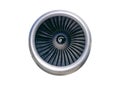 Engine of modern passenger jet airplane. Rotating fan and Isolatred on white background Royalty Free Stock Photo