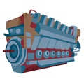 Engine, motor, cartoon illustration, isolated object on white background, vector illustration Royalty Free Stock Photo