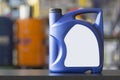 Engine oil canister with blank label Royalty Free Stock Photo