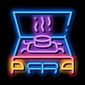 engine problem under hood neon glow icon illustration