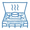 engine problem under hood doodle icon hand drawn illustration