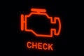 Engine Problems, Show engine light, Check Engine Warning Light Blinking on Car Dashboard. on black background Royalty Free Stock Photo