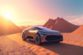 car transport desert automotive electric futuristic auto drive refueling transportation. Generative AI.