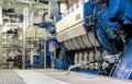 Main Engine in Machinery Room on board modern ship Royalty Free Stock Photo