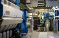 Main Engine in Machinery Room on board modern ship Royalty Free Stock Photo