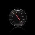 Engine speed level indicator. Round black car dashboard 3d device. Vector illustration on black background Royalty Free Stock Photo