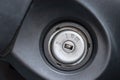 Engine start key hole, ignition lock of a modern car Royalty Free Stock Photo