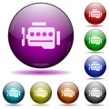 Engine symbol icon in glass sphere buttons Royalty Free Stock Photo