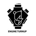 engine turnup icon, black vector sign with editable strokes, concept illustration