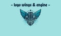 engine with wings vector illustration flat design Royalty Free Stock Photo