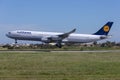 4 engined Airbus about to land Royalty Free Stock Photo