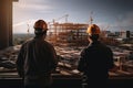Engineer and architect collaborate at a construction site, exemplifying expertise