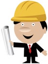 Engineer or architect with helmet and blueprints Royalty Free Stock Photo