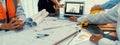 Engineer and architect using architect designing software together. Insight Royalty Free Stock Photo