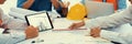 Engineer and architect using architect designing software together. Insight Royalty Free Stock Photo