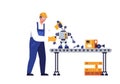 Engineer Assembling Robot on Factory Production Line Royalty Free Stock Photo