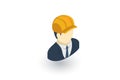 Engineer avatar, architect in helmet isometric flat icon. 3d vector Royalty Free Stock Photo