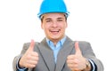 An engineer with blue hard hat thumbs up Royalty Free Stock Photo