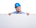Engineer in blue helmet Royalty Free Stock Photo