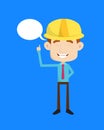 Engineer Builder Architect - Smiling and Pointing to Speech Bubble