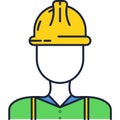 Engineer builder worker in helmet vector icon