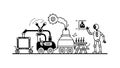 Engineer Building a Machine Line Art Illustration, vector design Generative AI Royalty Free Stock Photo