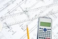 Engineer Calculations and Plans Royalty Free Stock Photo