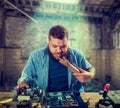 Engineer cant fix problem with computer hardware Royalty Free Stock Photo