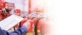 Engineer are checking and inspection a fire extinguishers tank in the fire control room for safety training and fire prevention Royalty Free Stock Photo