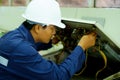 Engineer checking and repairing the electrical system