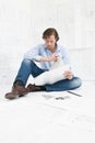 Engineer checking technical drawings Royalty Free Stock Photo