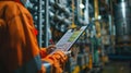 Engineer with Clipboard in Factory.AI generated image Royalty Free Stock Photo