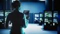Engineer coding in data center Royalty Free Stock Photo
