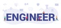 Engineer concept with modern big text or word and people with icon related modern flat style Royalty Free Stock Photo