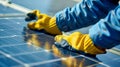 An engineer conducting tests on a solar panel prototype in a lab measuring its energy output and efficiency levels. .