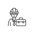 Engineer, construction builder line icon