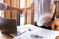 Engineer construction business man hand shaking hand successful Royalty Free Stock Photo