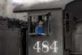 Engineer of Cumbres & Toltec Scenic Steam Train, Chama, New Mexico to Antonito, Colorado over Cumbress Pass 10,015 Elevation Royalty Free Stock Photo