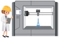 Engineer with 3D printer model machine