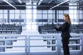 Engineer in data center checking rigs and infrastructure