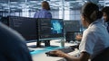 Engineer in data center implementing advanced AI systems