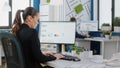 Engineer designing data charts on computer for business project Royalty Free Stock Photo