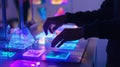 Engineer designing futuristic interactive display with innovative technology