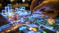 Engineer designing a smart city using a digital pen and tablet Royalty Free Stock Photo