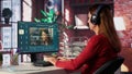 IT engineer at desk generating code algorithm with AI powered chat Royalty Free Stock Photo