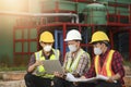 Engineers working in the power plant area Royalty Free Stock Photo